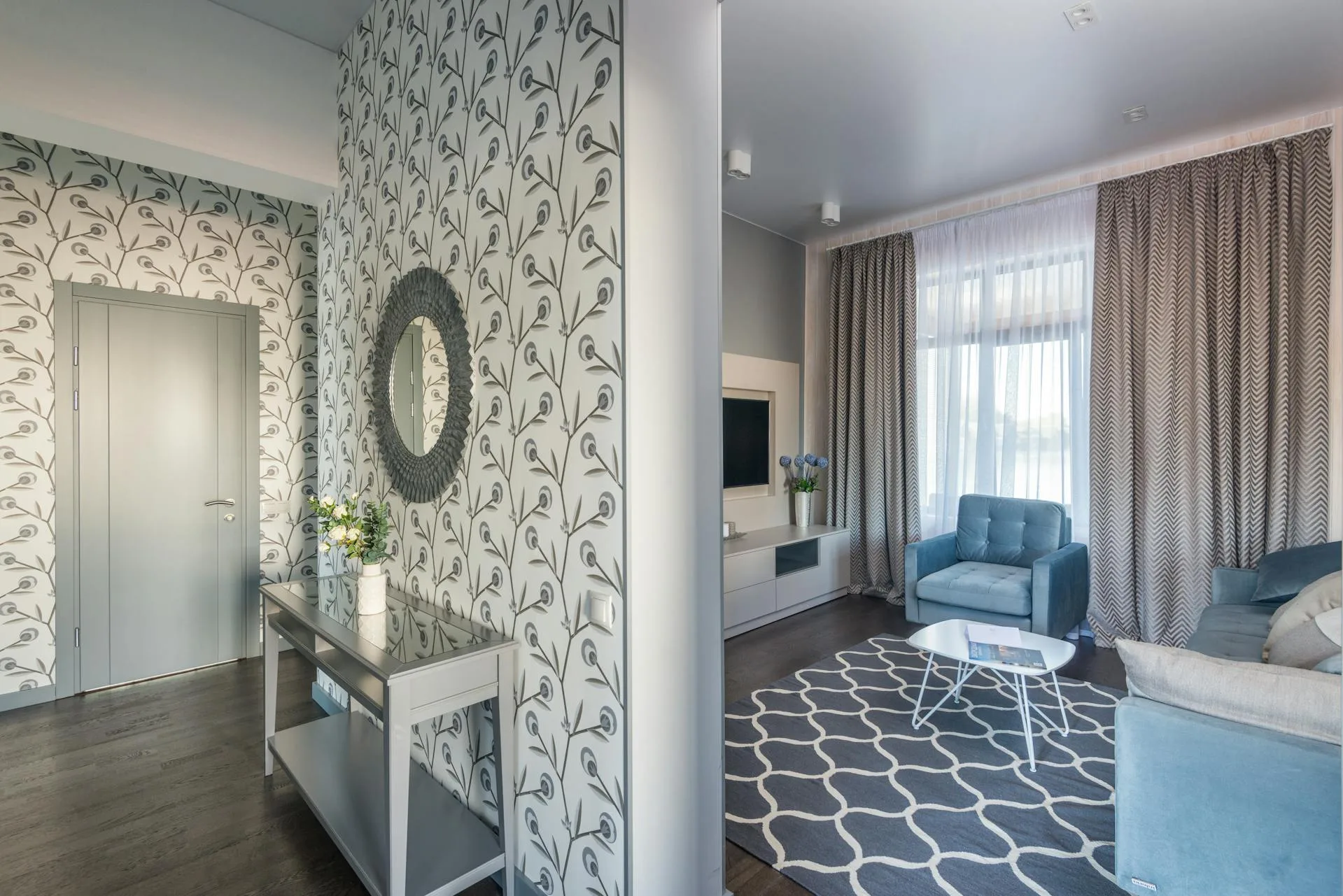 Accent wall wallpaper design in Palmdale, CA home renovation