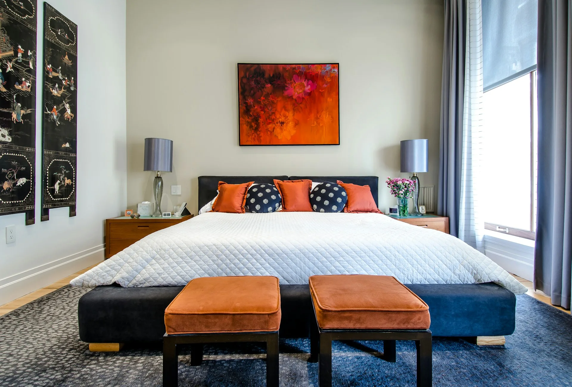 Elegant wallpaper installation in Anaheim, CA residence